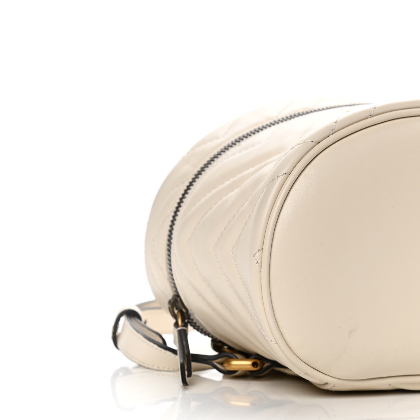 Calfskin Matelasse Mini GG Marmont Round Backpack White