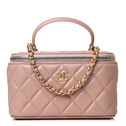 Chanel Lambskin Quilted Small Top Handle Vanity Case With Chain Beige 1 of 13
