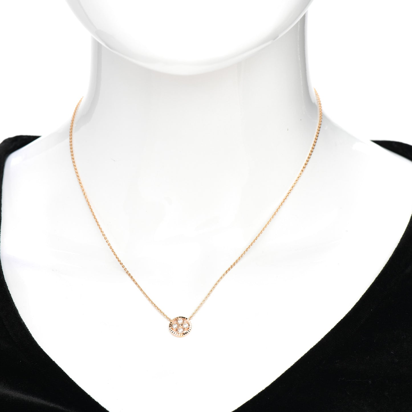 18K Pink Gold Diamond Blossom BB Pendant Necklace