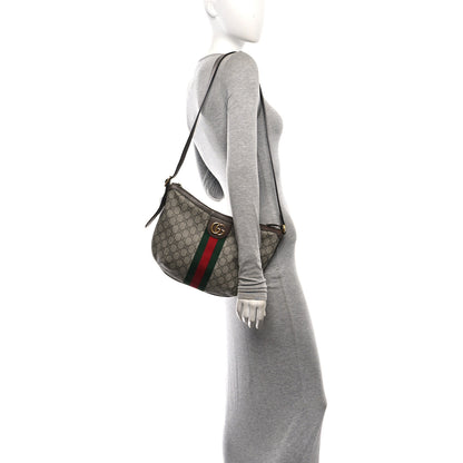 Gucci GG Supreme Monogram Web Small Ophidia Half Moon Hobo Brown Brown 2 of 10
