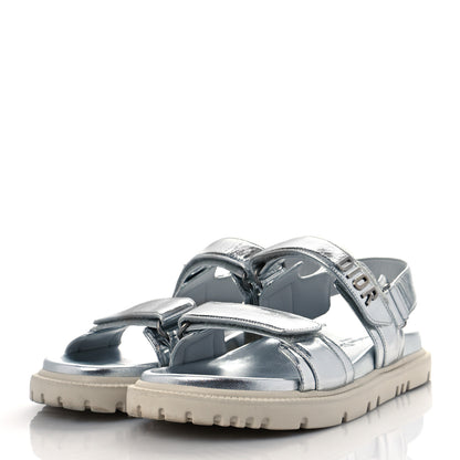 Christian Dior Metallic Dioract Sandals 38 Silver 3 of 8