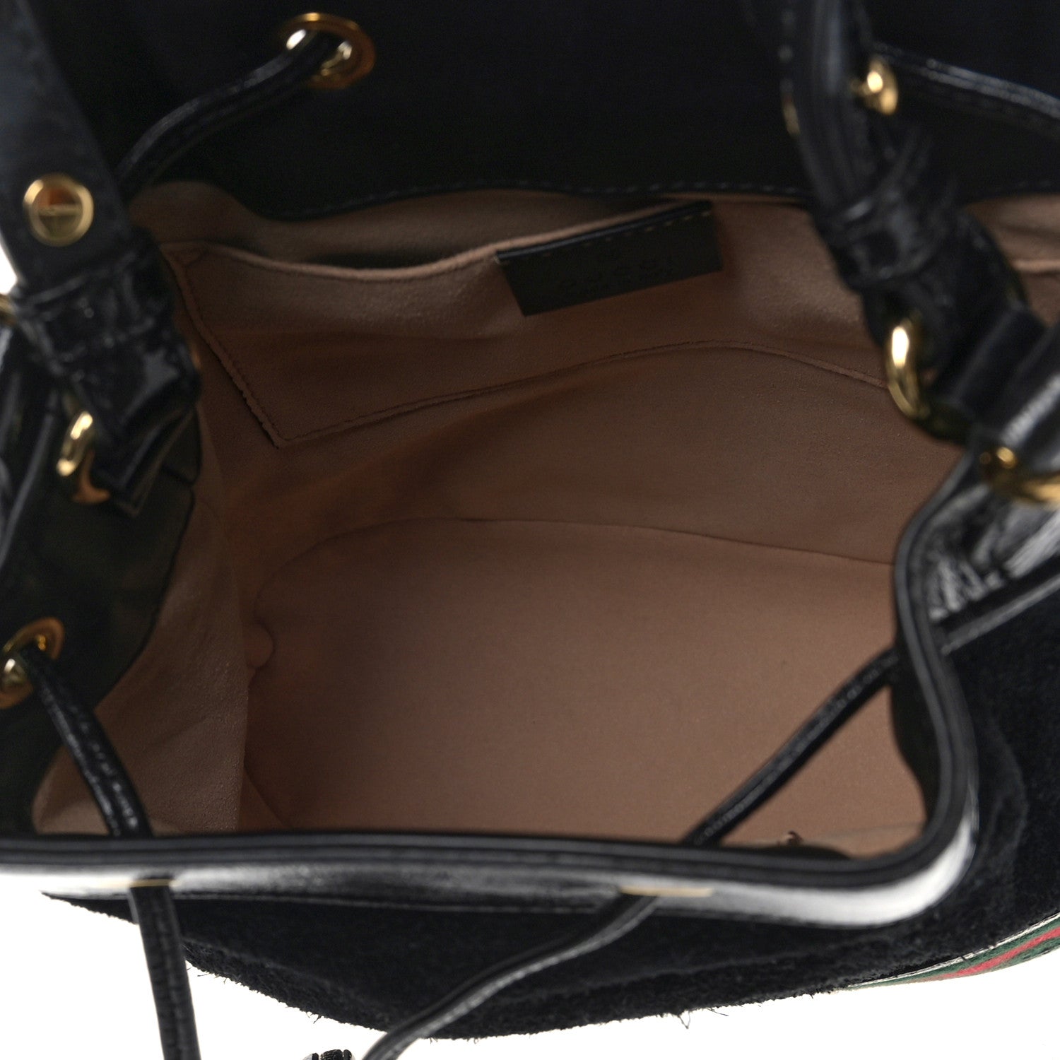 Gucci Suede Patent Web Small Ophidia Bucket Bag Black 5 of 9