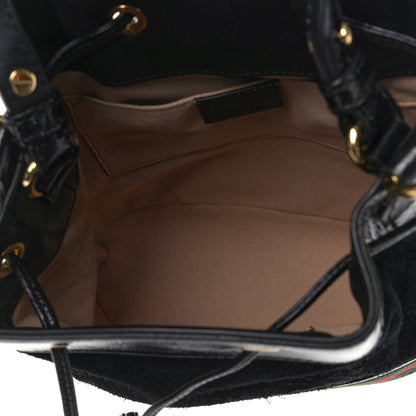 Gucci Suede Patent Web Small Ophidia Bucket Bag Black 5 of 9