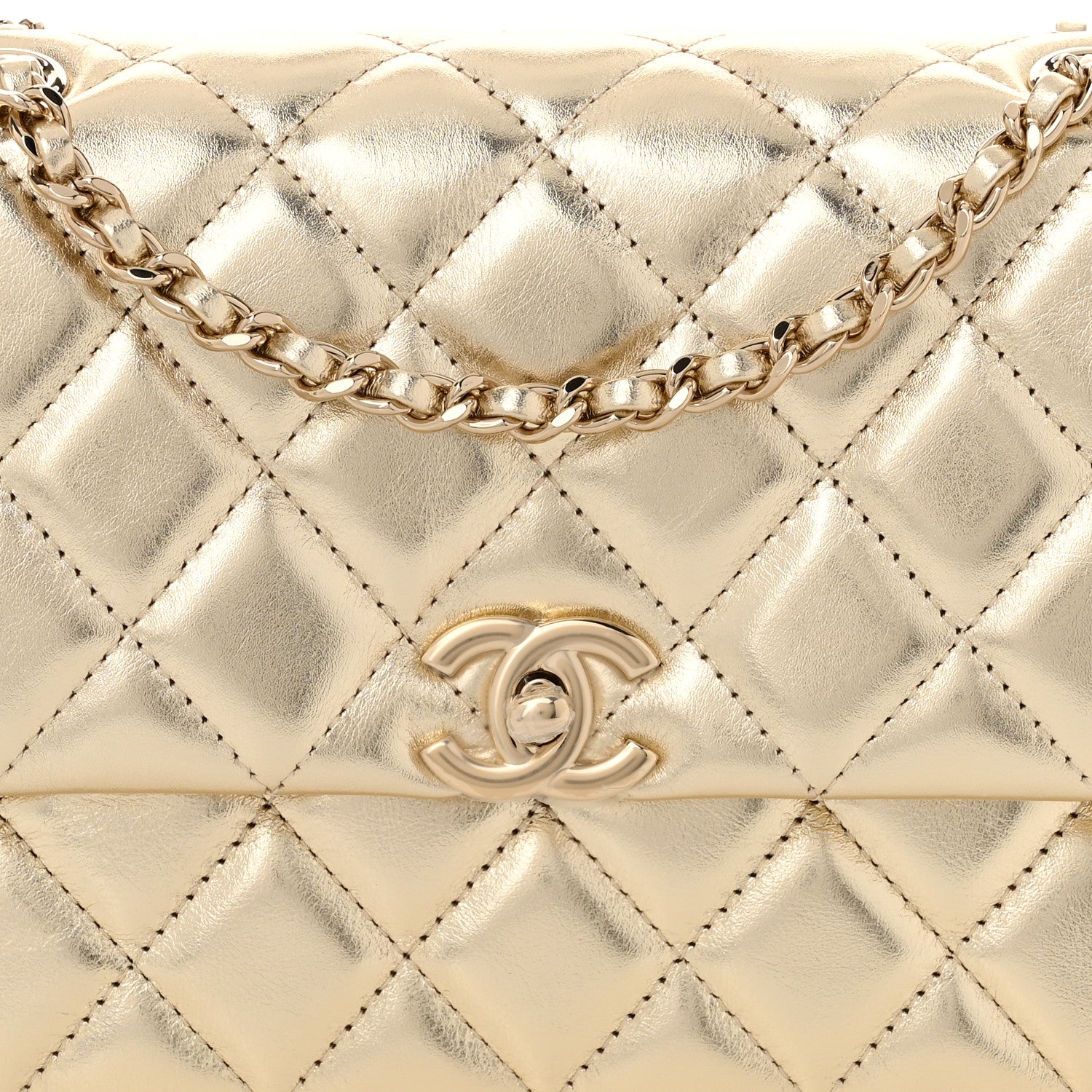 Chanel Metallic Lambskin Quilted Flap Gold 8 of 11