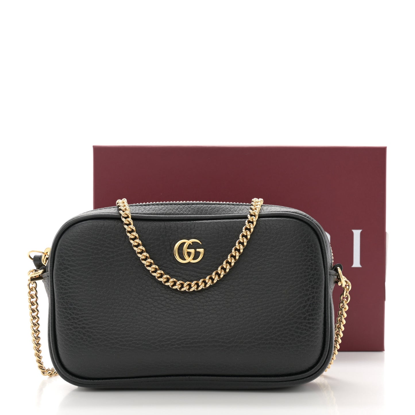Dollar Calfskin Super Mini GG Marmont Chain Shoulder Bag Black