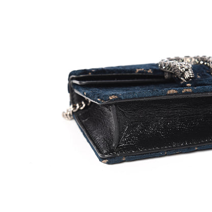Gucci Velvet GG Monogram Super Mini Dionysus Shoulder Bag Blue Beige Black 6 of 8