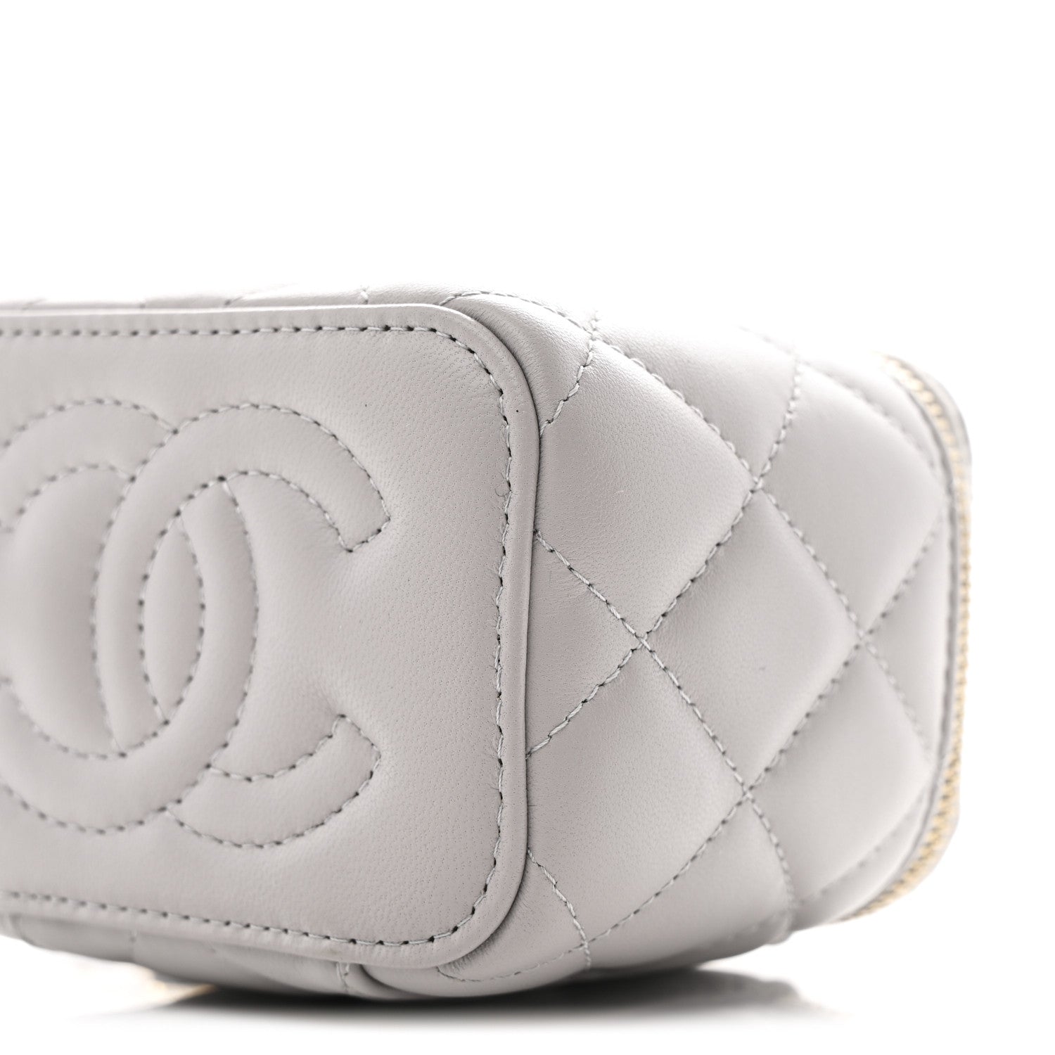 Chanel Lambskin Quilted Pearl Crush Mini Vanity Case With Chain