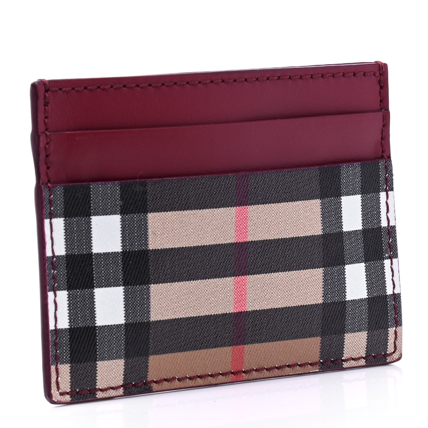 Smooth Calfskin Vintage Check Sandon Card Case Crimson