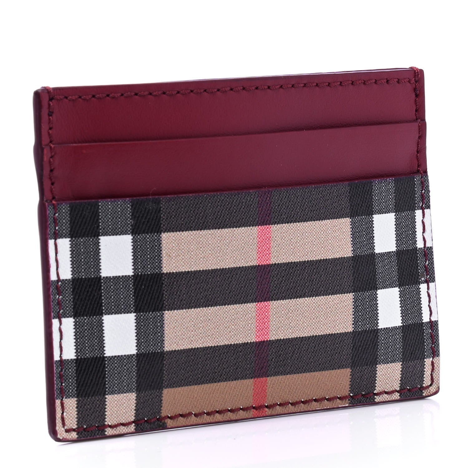 Burberry Smooth Calfskin Vintage Check Sandon Card Case Crimson 2 of 4