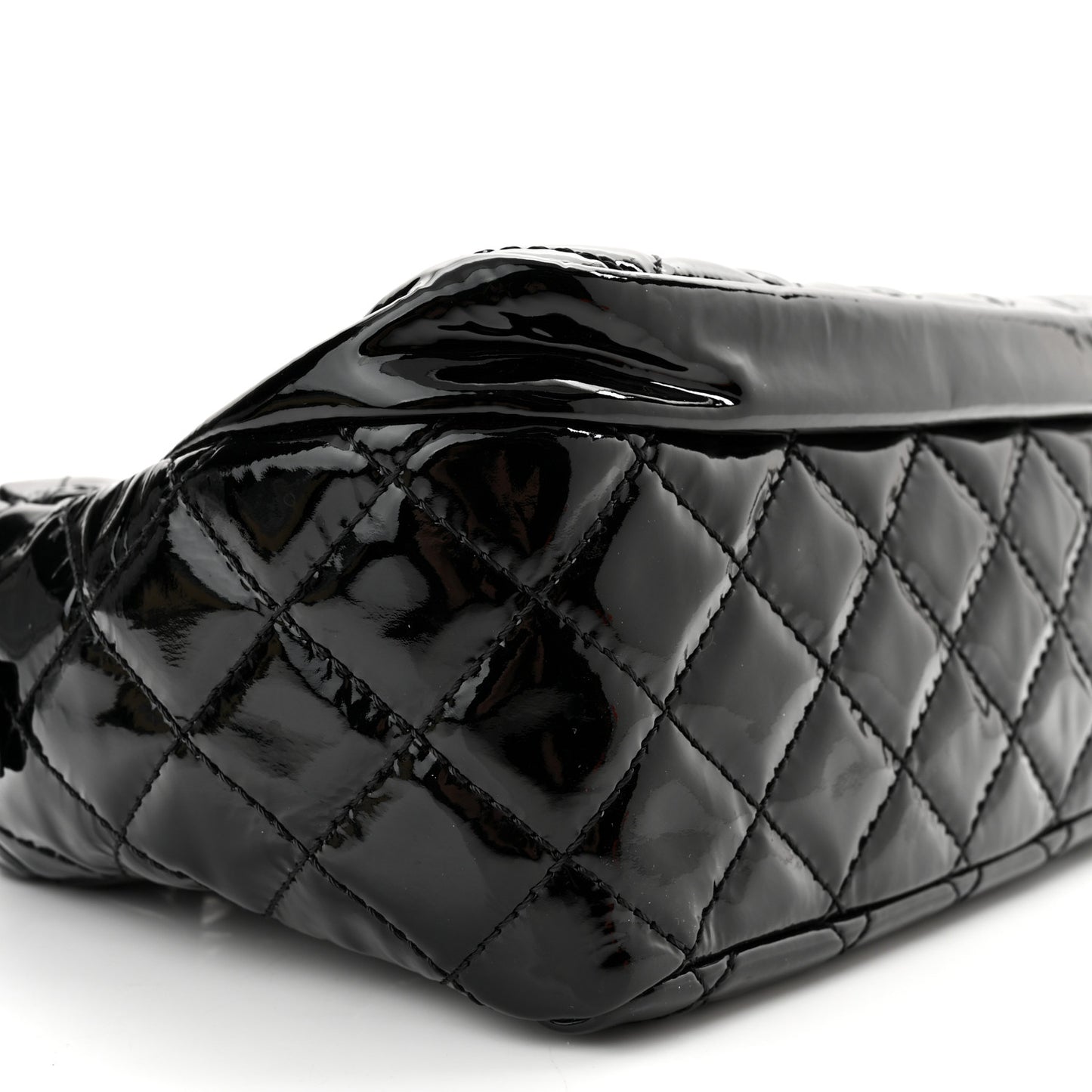 Patent Quilted Bowler Bag Black