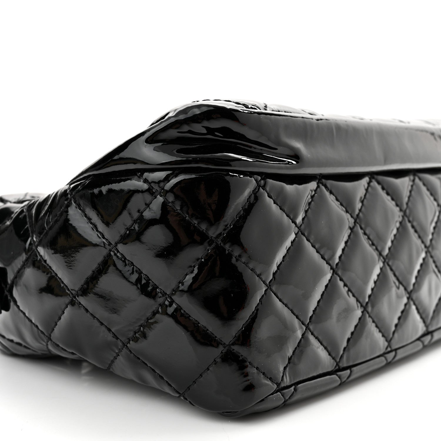 Chanel Patent Quilted Bowler Bag Black 9 of 10