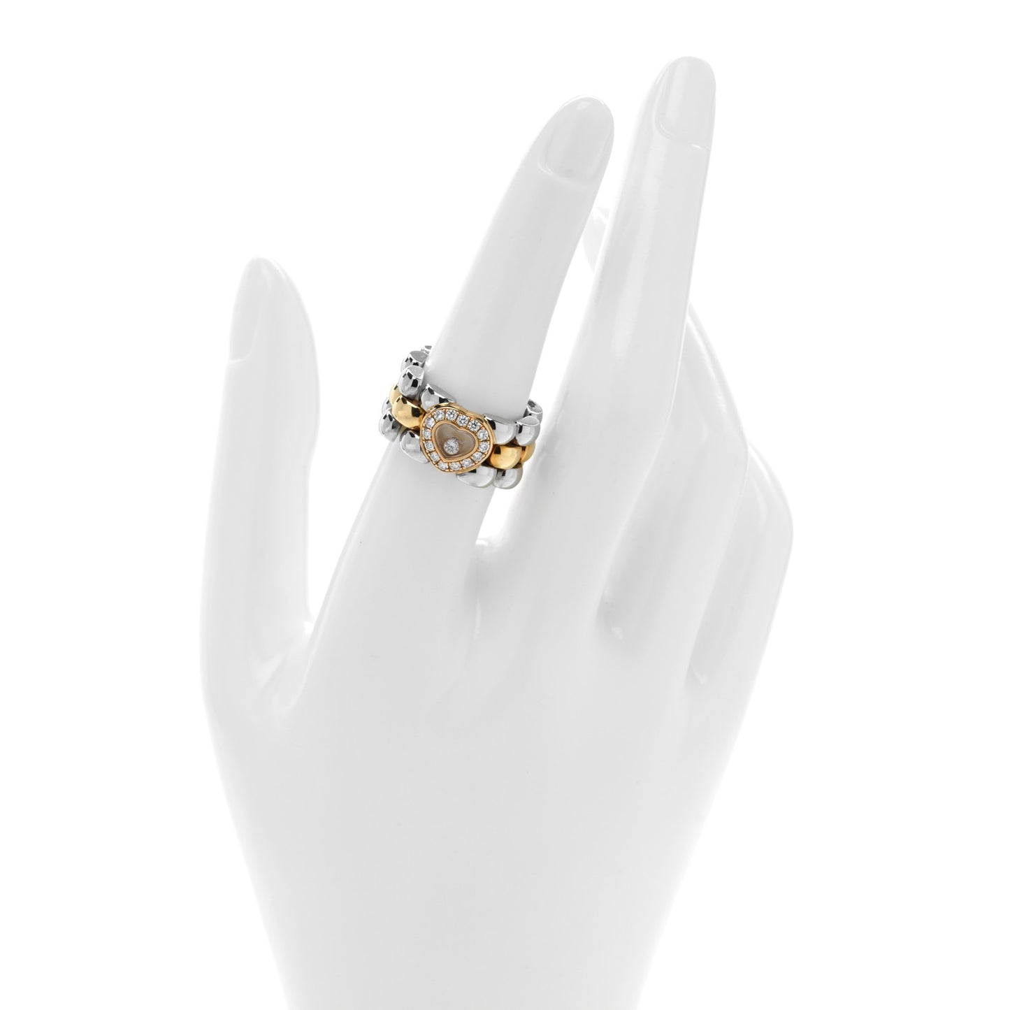 18K Yellow Gold Stainless Steel Happy Diamonds Heart Ring 54 7