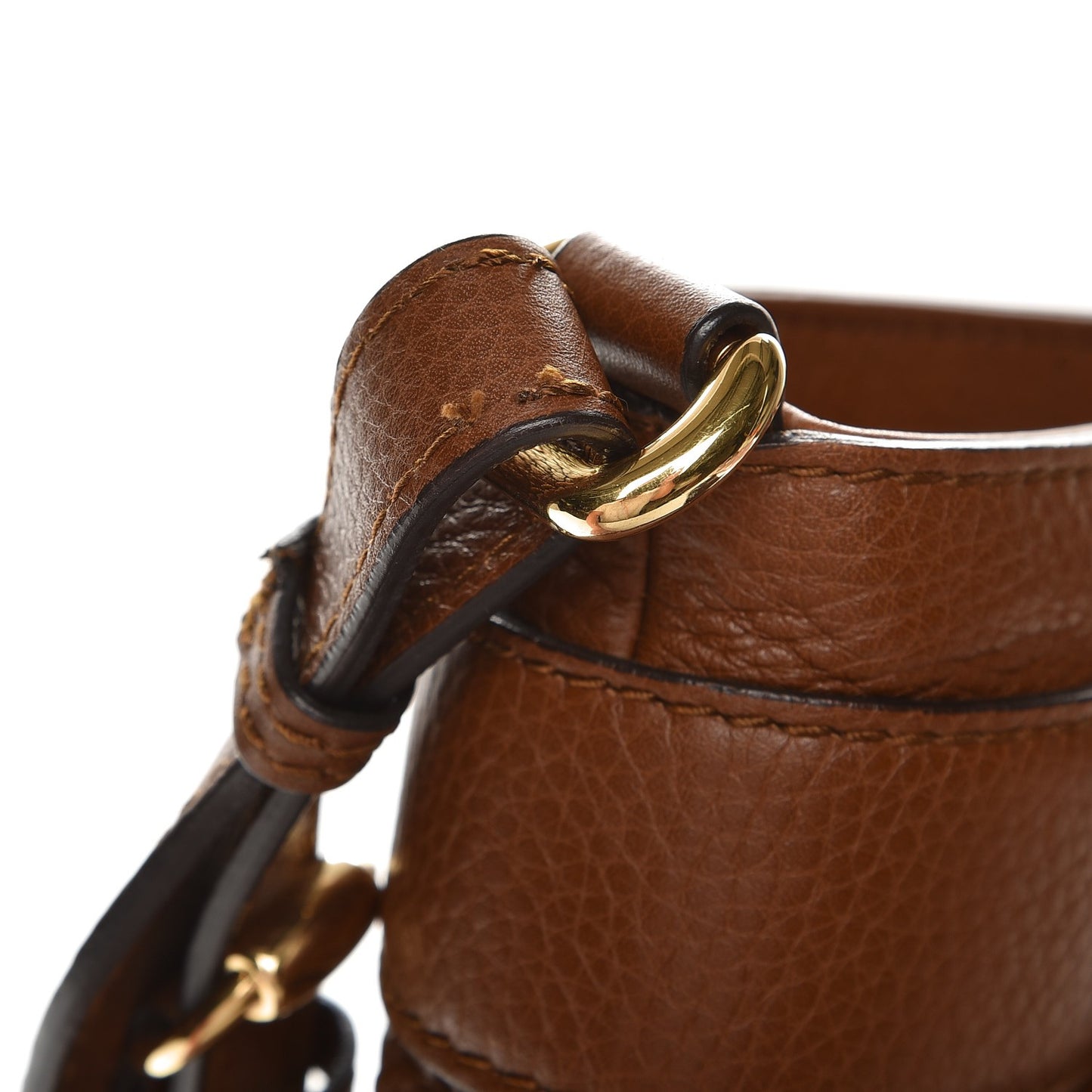 Pebbled Calfskin Large Ride Shoulder Bag Brown