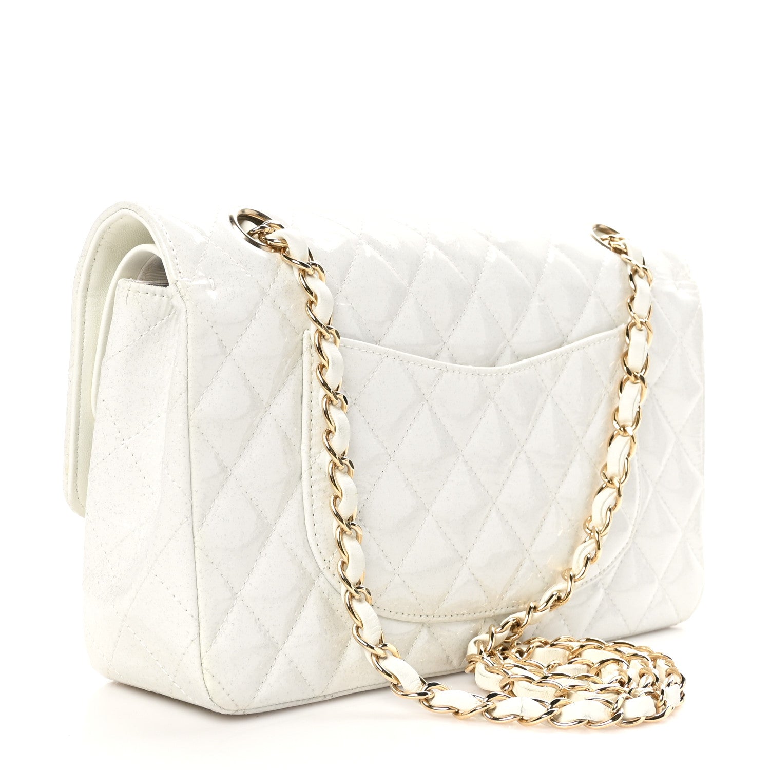 Chanel Patent Quilted Evening Star Medium Double Flap White 3 of 11