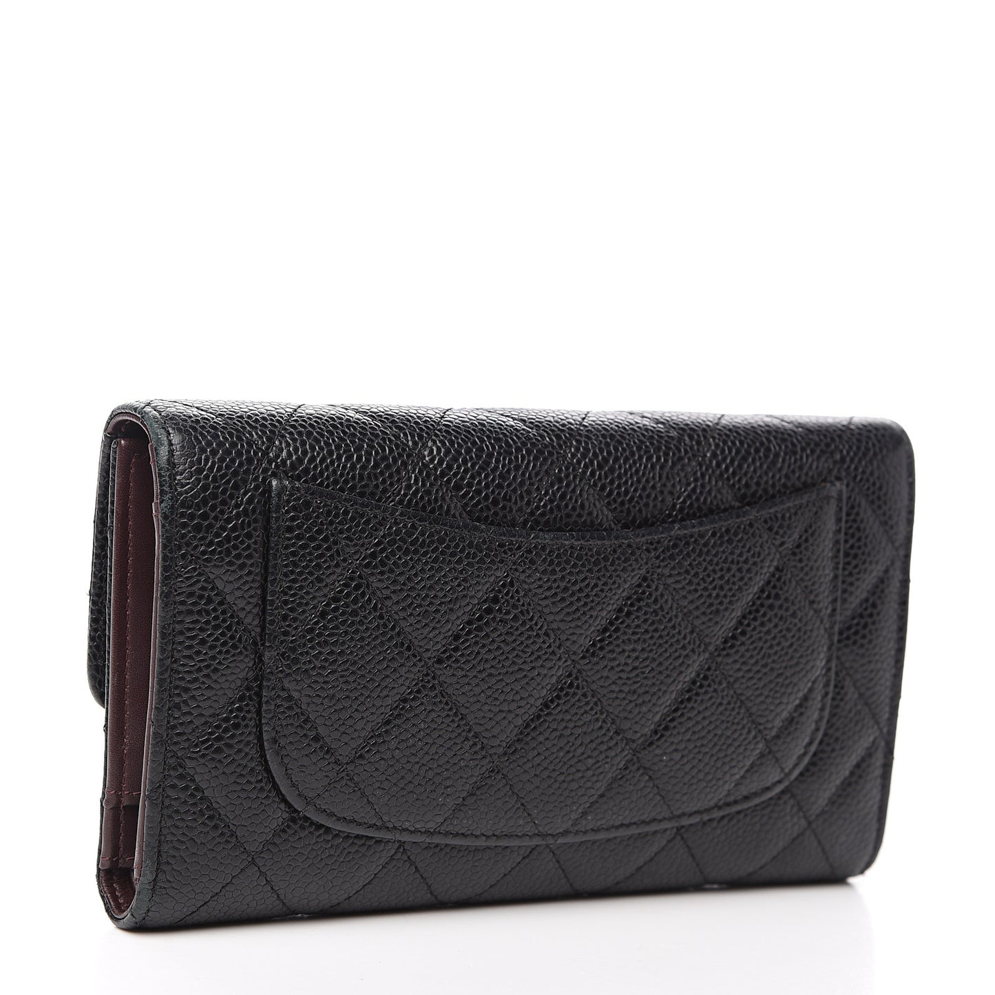Caviar Quilted Large Flap Wallet Black
