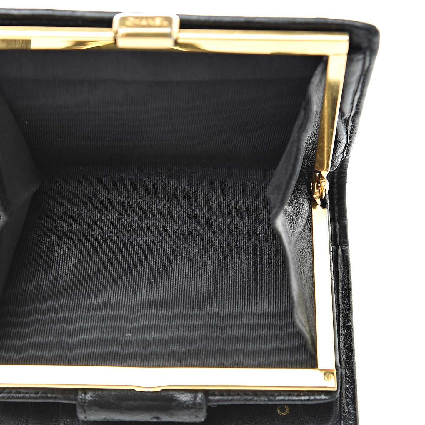 Lambskin Stitched Compact French Wallet Black
