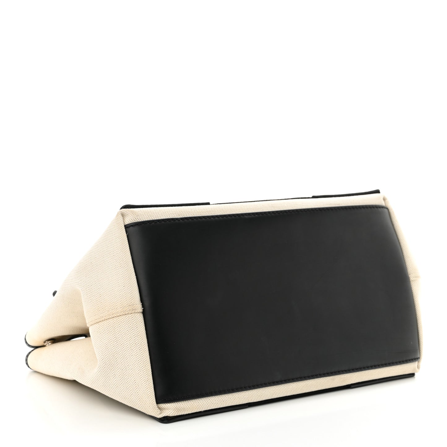 Cotton Canvas Calfskin Navy Cabas S Natural Black