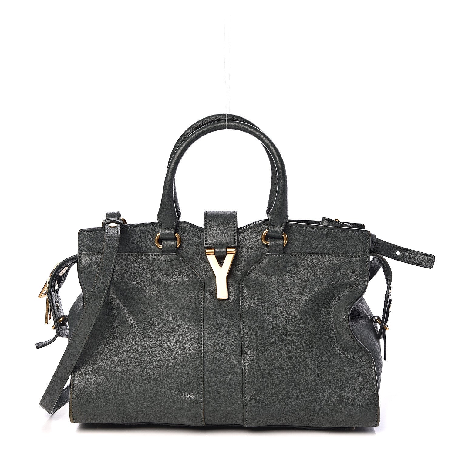 Saint Laurent Sheepskin Small Cabas ChYc Dark Green 1 of 19