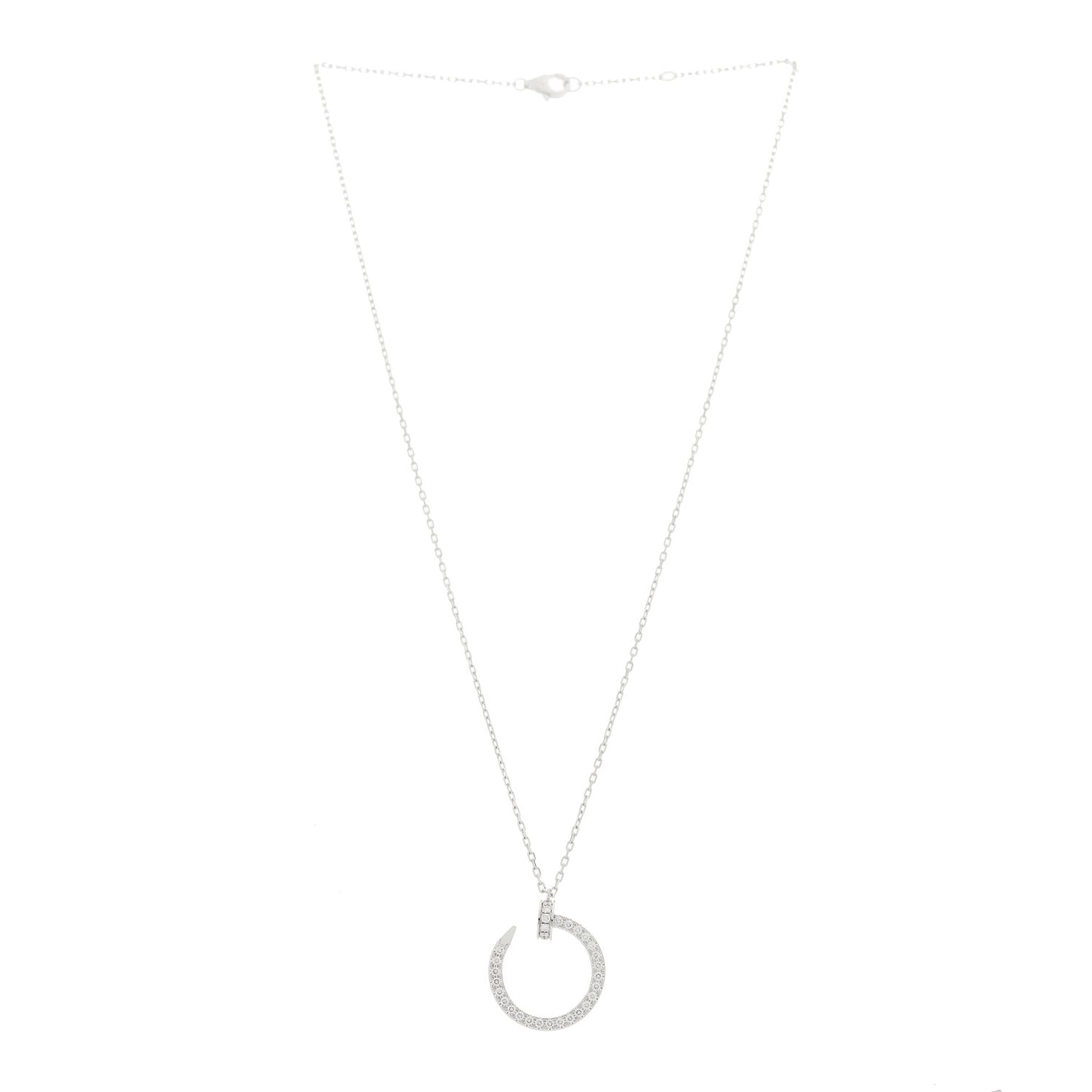 18K White Gold Diamond Juste Un Clou Paved Pendant Necklace