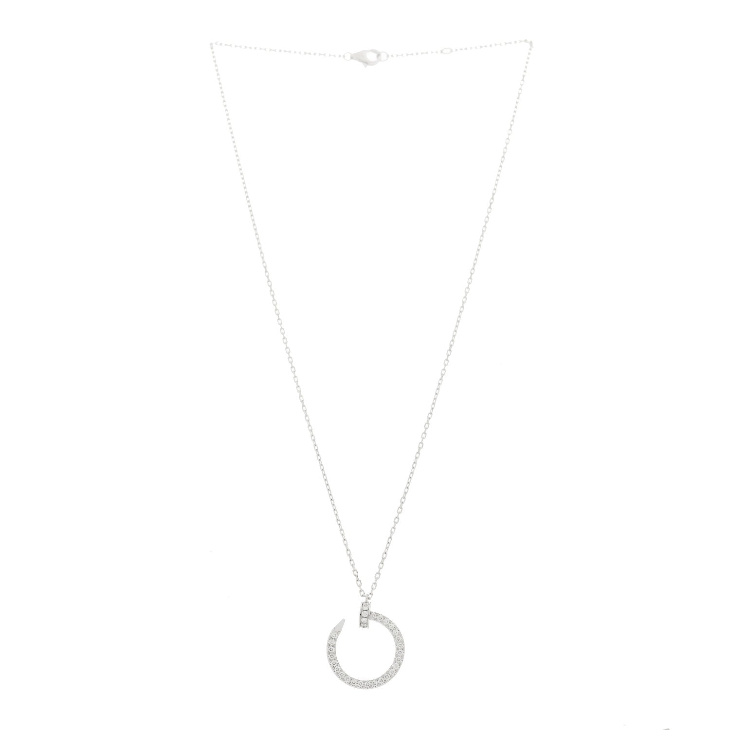 Cartier 18K White Gold Diamond Juste Un Clou Paved Pendant Necklace 3 of 5