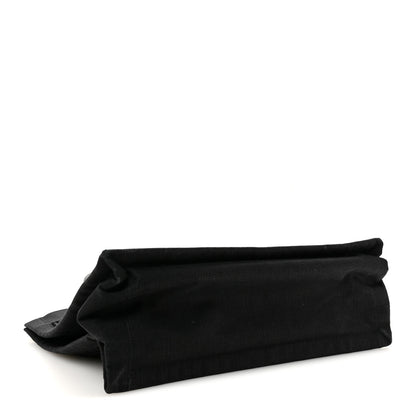 Saint Laurent Raffia Linen Calfskin Small Rive Gauche Tote Black 4 of 14