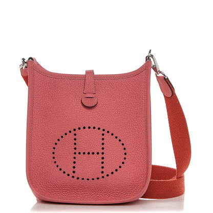 Hermes Taurillon Clemence Amazone Evelyne TPM Rose Azalee Rouge Pivoine 1 of 8