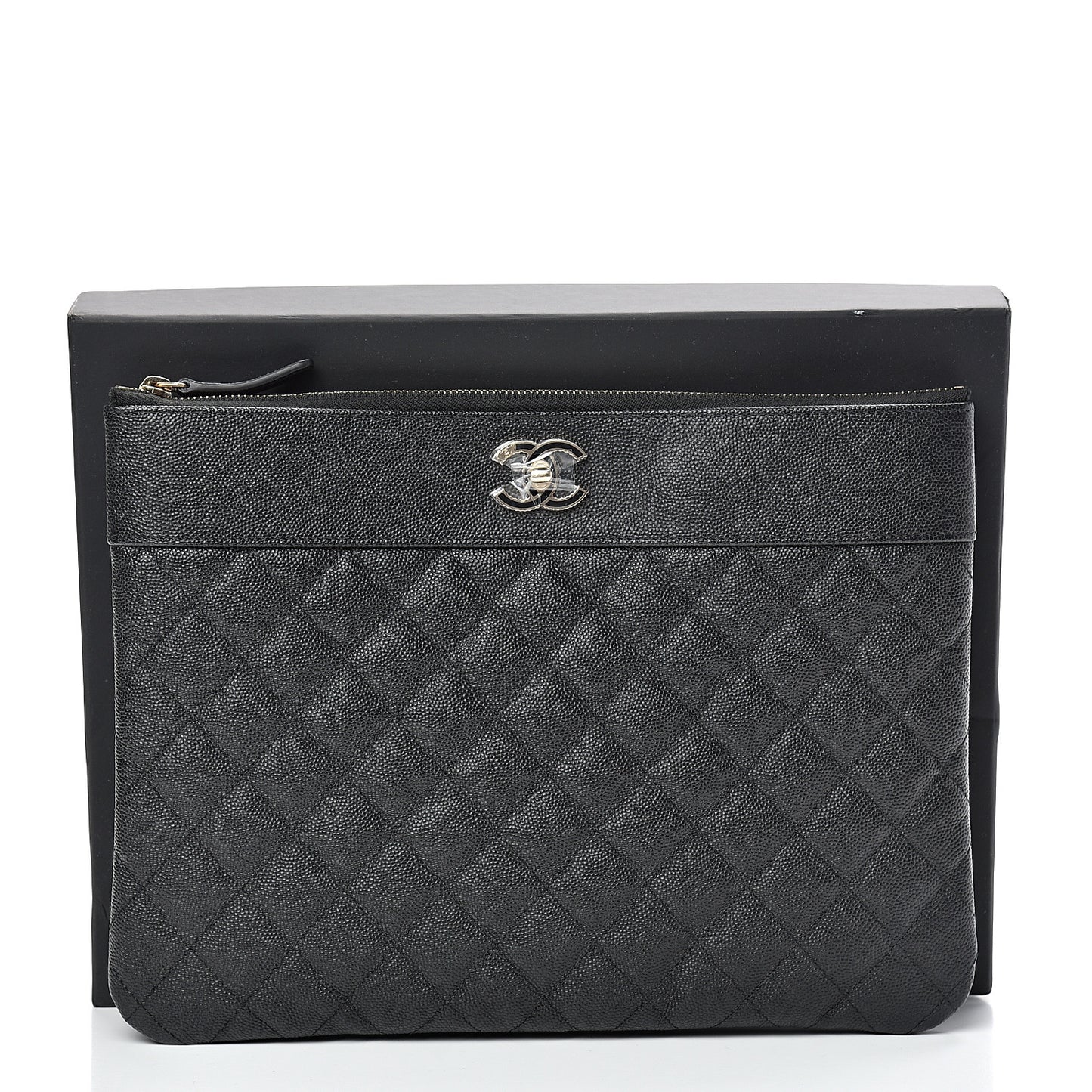 Caviar Quilted Medium Vintage Mademoiselle Cosmetic Case Black