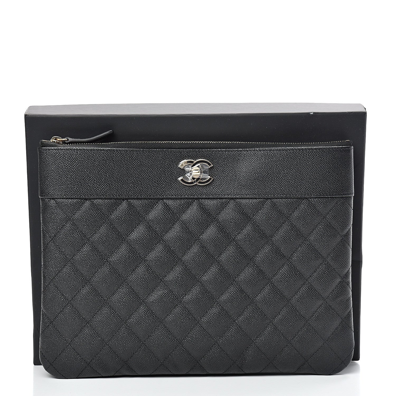 Chanel Caviar Quilted Medium Vintage Mademoiselle Cosmetic Case Black 7 of 7