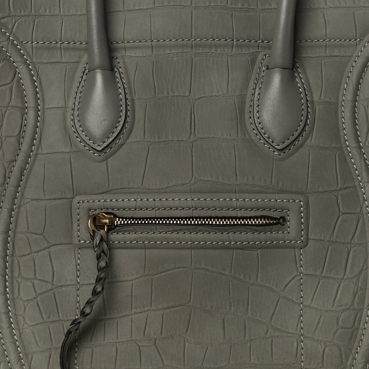 Crocodile Embossed Nubuck Medium Phantom Luggage Grey