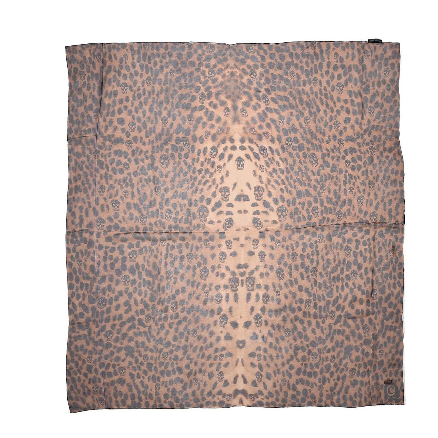 Silk Chiffon Leopard Skull Scarf Brown
