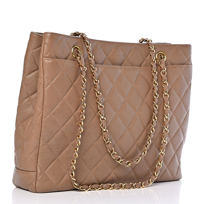 Chanel Caviar Quilted Shopping Tote Dark Beige 3 of 12