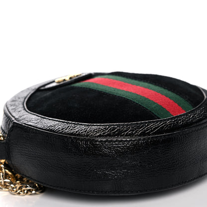 Gucci Suede Patent Web Mini Ophidia Round Shoulder Bag Black 10 of 11