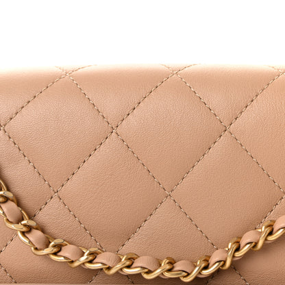 Chanel Calfskin Quilted Enchained Clutch Beige 8 of 10