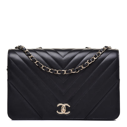 Chanel Calfskin Chevron Quilted Medium Statement Flap Black 1 of 17