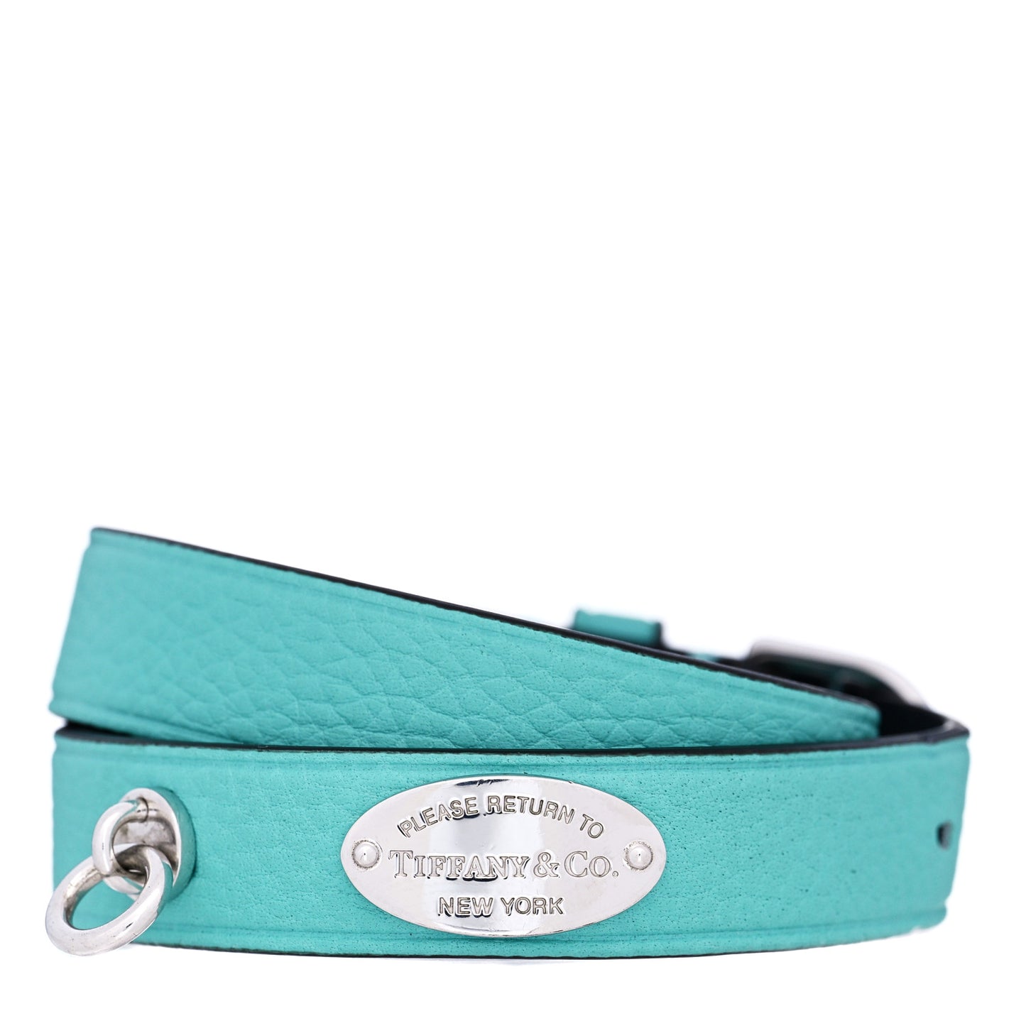 Sterling Silver Leather Return to Tiffany Double Wrap Bracelet Blue
