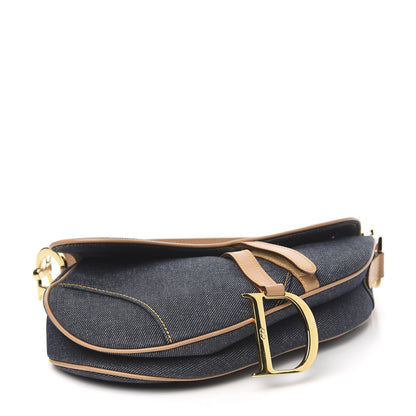 Christian Dior Denim Calfskin Saddle Bag Blue 4 of 10
