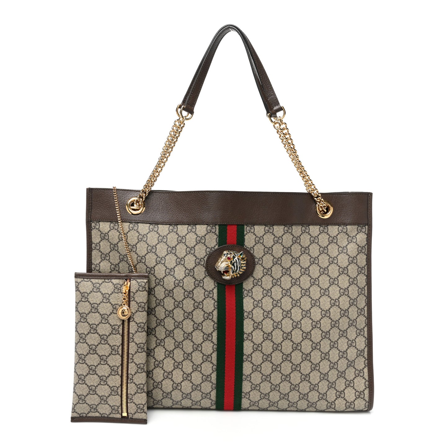GG Supreme Monogram Large Rajah Chain Tote Beige New Acero