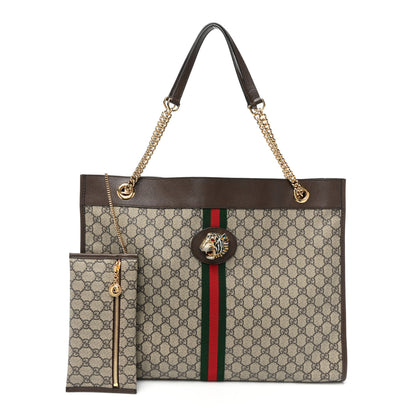 Gucci GG Supreme Monogram Large Rajah Chain Tote Beige New Acero 1 of 11