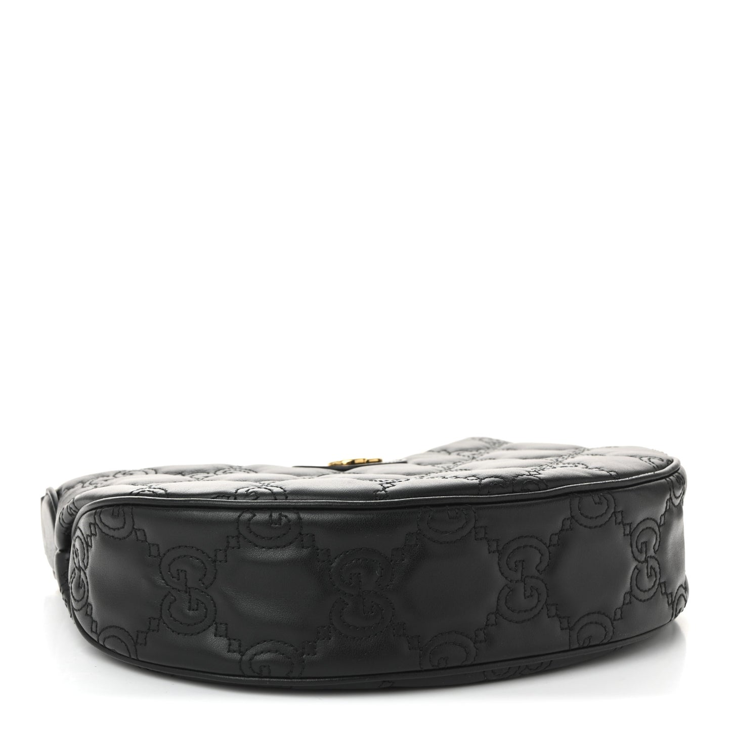 Calfskin GG Matelasse Small Hobo Shoulder Bag Black Natural