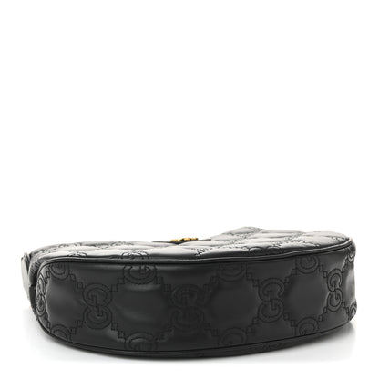 Gucci Calfskin GG Matelasse Small Hobo Shoulder Bag Black Natural 4 of 10