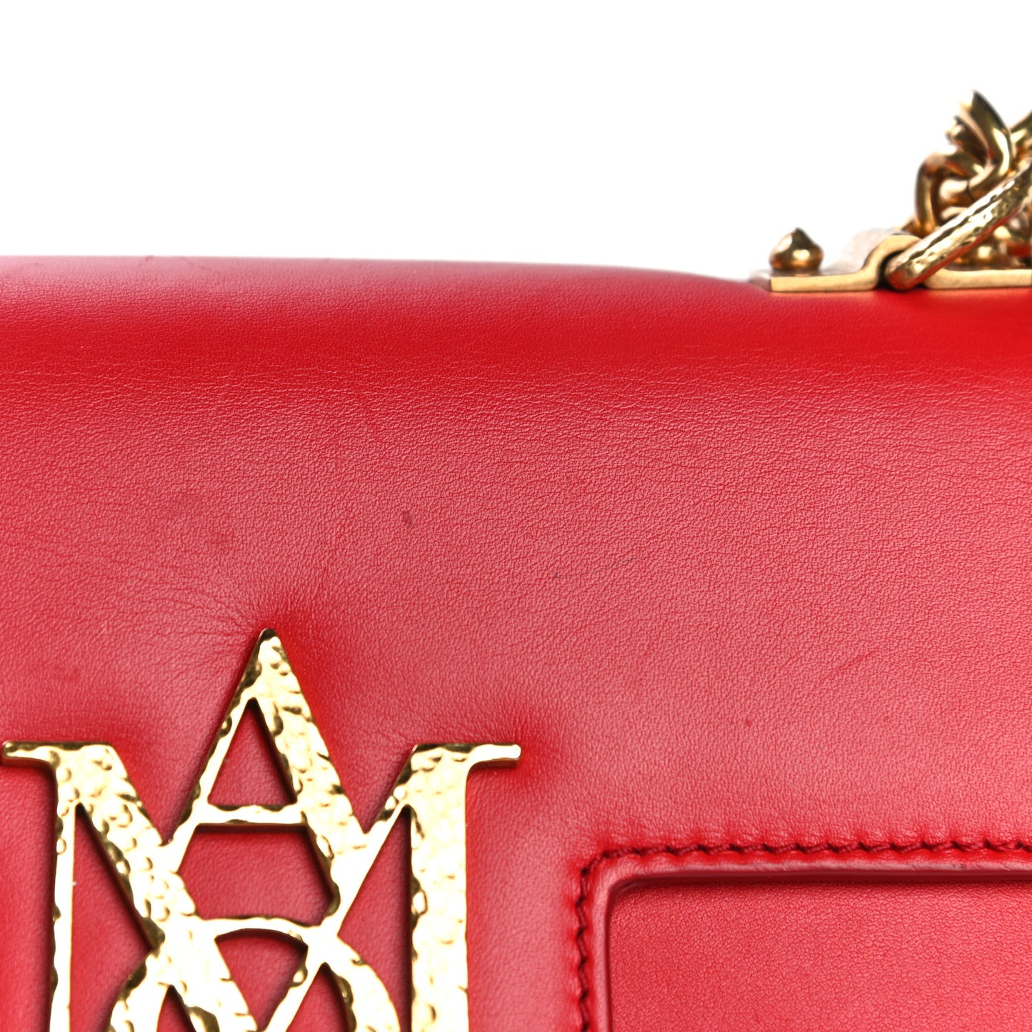 Calfskin Small Insignia Chain Flap Red