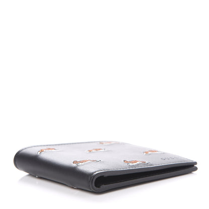 Gucci Calfskin Rabbit Embroidered Bi-Fold Wallet Black 4 of 9