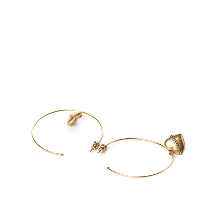 Christian Dior Metal Heart Hoop Earrings Gold 3 of 5