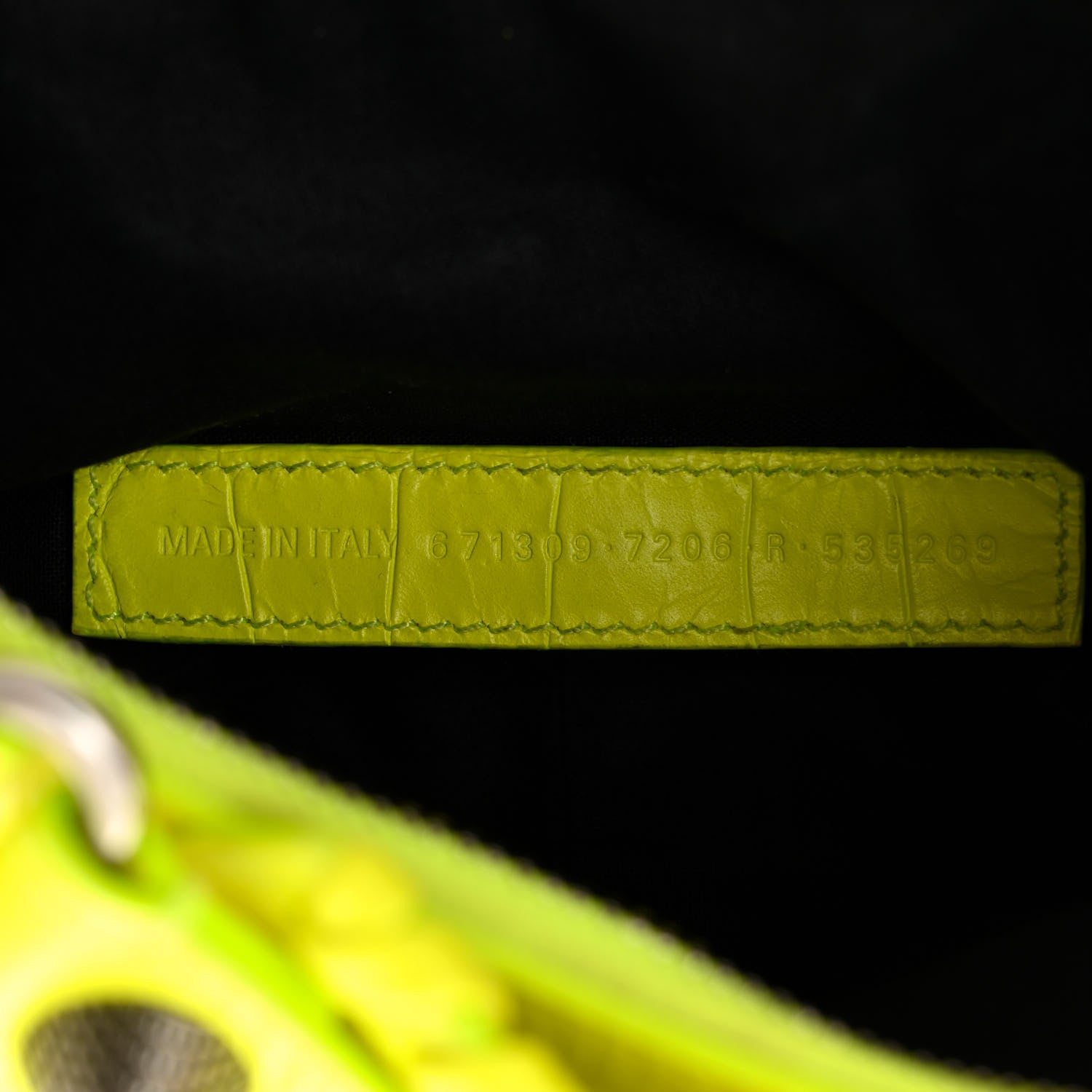 Balenciaga Extra Supple Calfskin Crocodile Embossed Le Cagole Shoulder Bag XS Fluo Yellow 8 of 11
