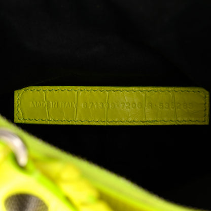 Balenciaga Extra Supple Calfskin Crocodile Embossed Le Cagole Shoulder Bag XS Fluo Yellow 8 of 11
