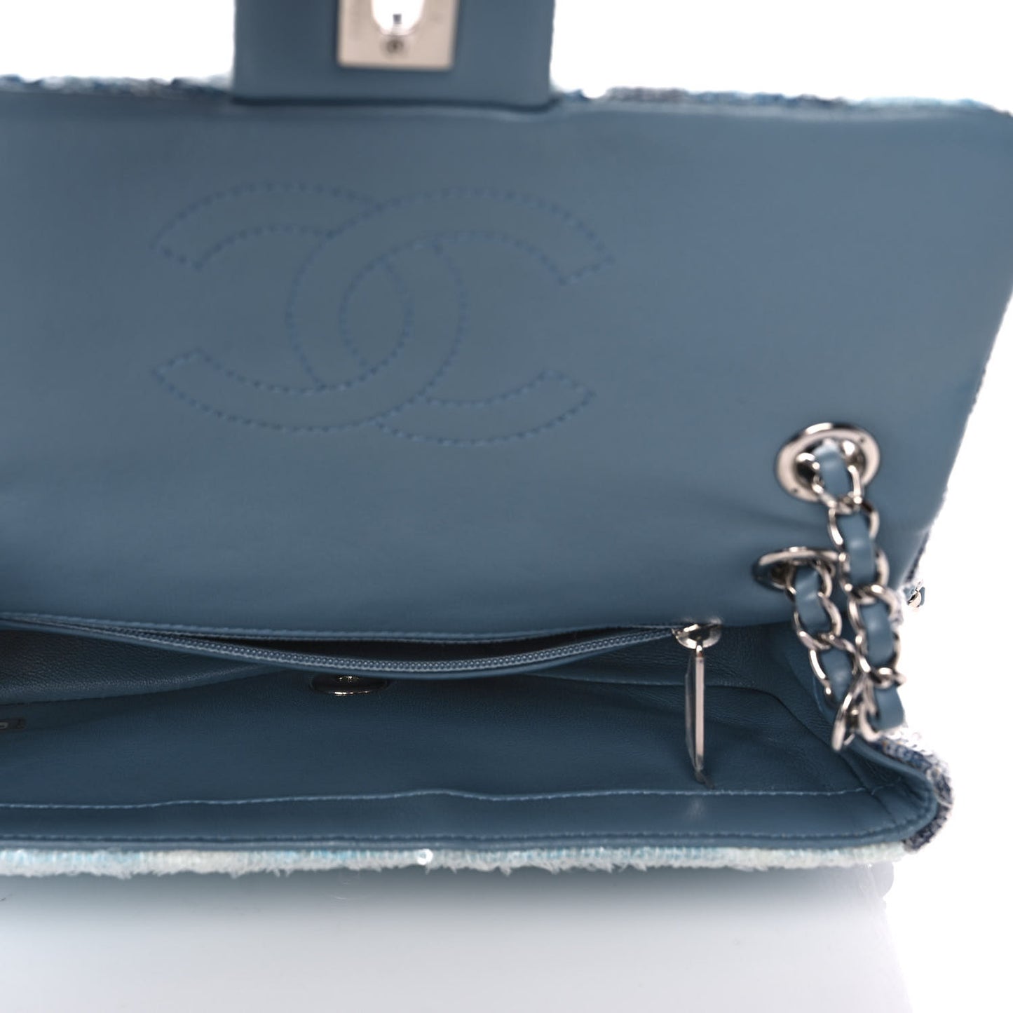 Sequin Mini Waterfall Flap Light Blue