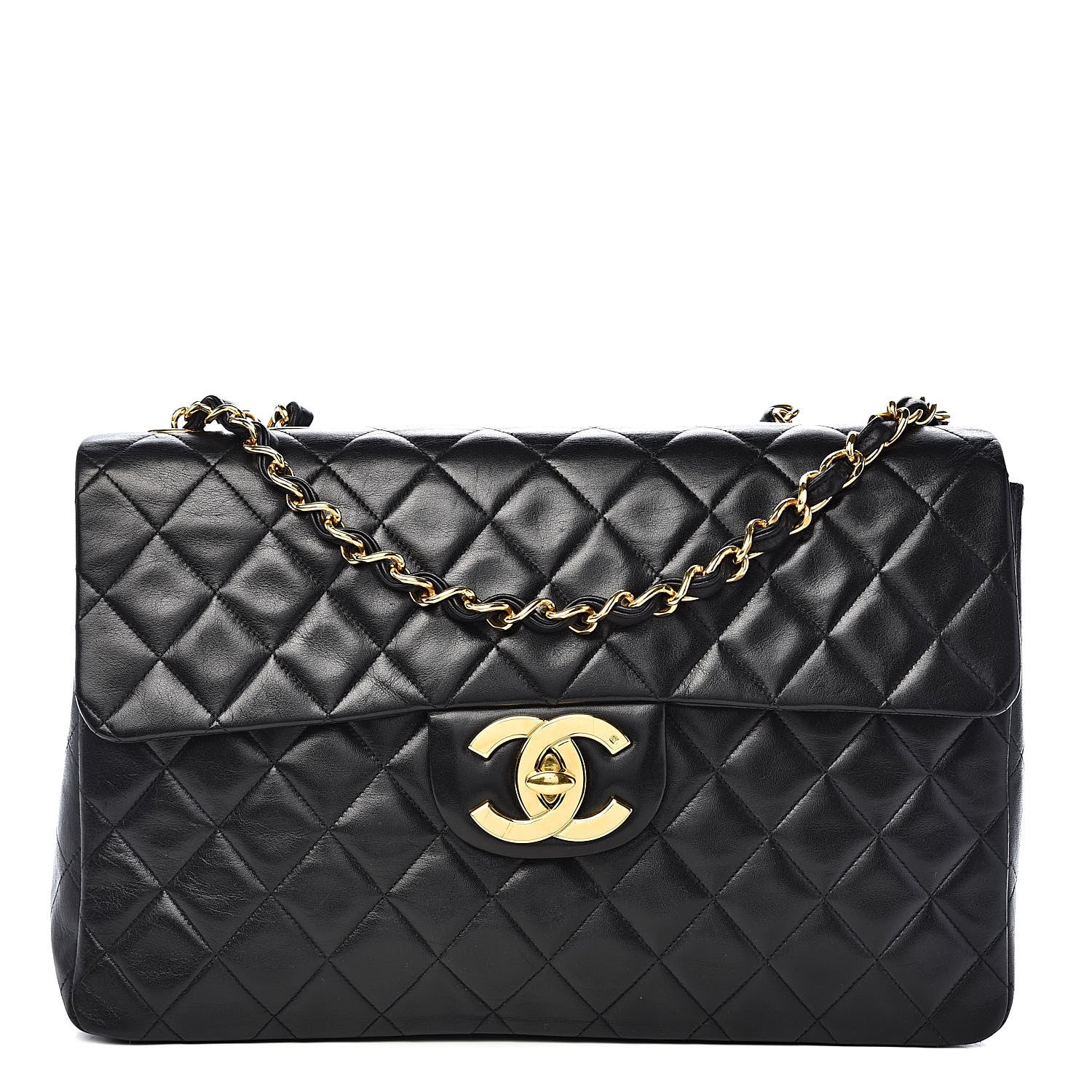Chanel Lambskin Quilted XL Jumbo Single Flap Black 1 of 13