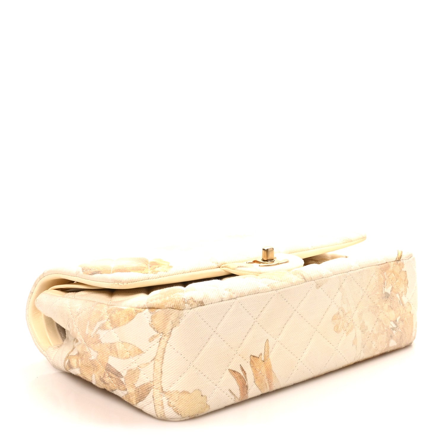 Chanel Denim Floral Printed Medium Double Flap Beige 4 of 10