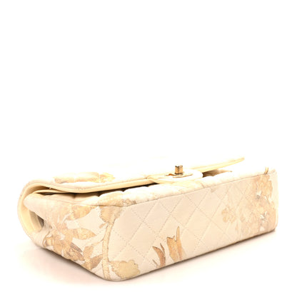 Chanel Denim Floral Printed Medium Double Flap Beige 4 of 10
