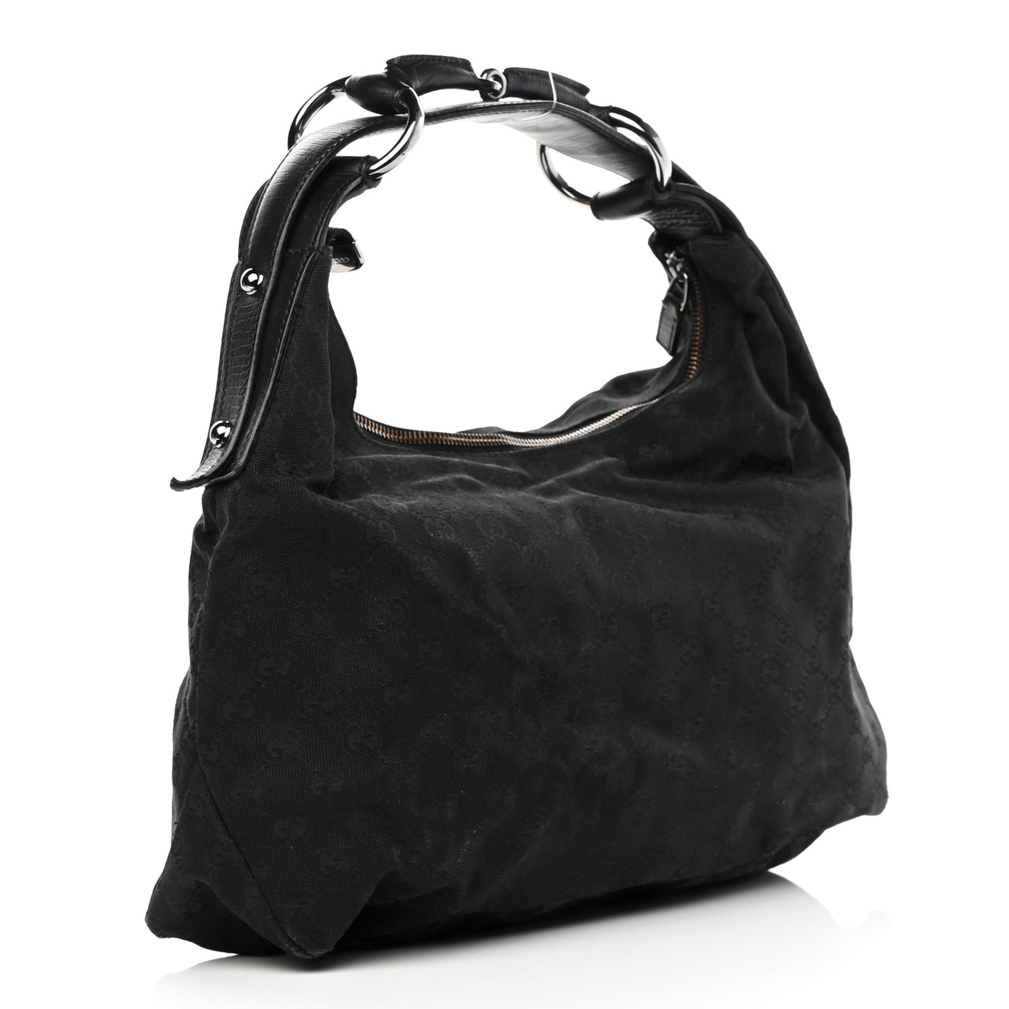 Monogram Medium Horsebit Chain Hobo Black